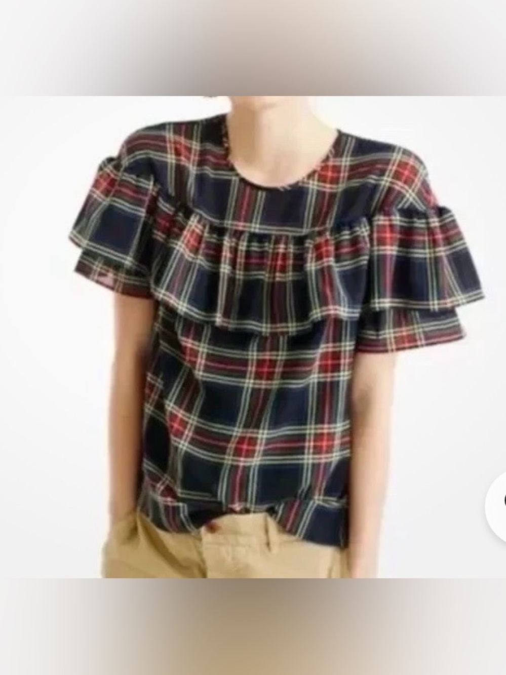 J.Crew Edie Ruffle Top Stewart Tartan Plaid Women’s Size 4